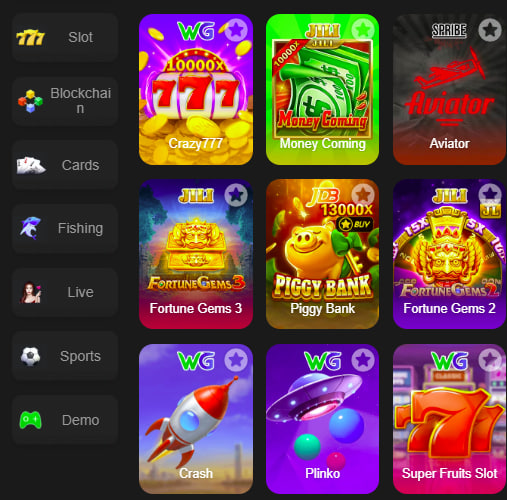 Main screen of lucky3vegas game page for PK players - 4